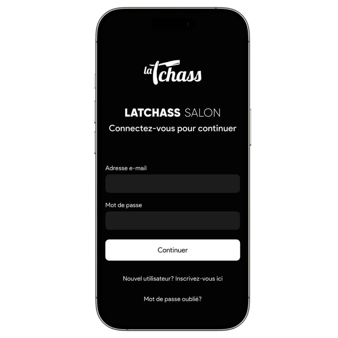 Ecran de connexion avec les champs courriel et mot de passe